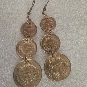 Rare 3 Tiered Handmade Earrings Made From Demonitized Costa Rica Coins